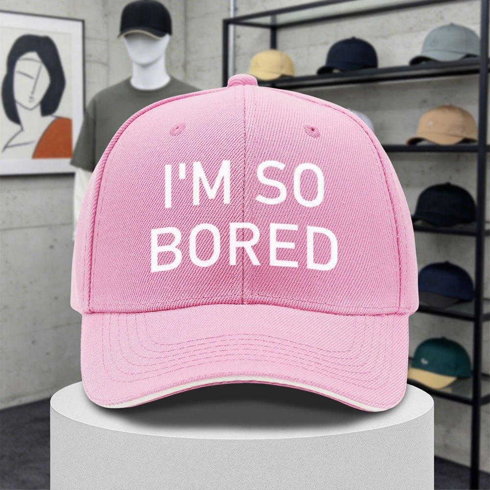 IM SO BORED Letter Print Baseball Cap Adjustable Duckbill Hat for Unisex Women Lightweight Sports Fishing Party Gift