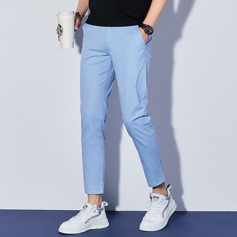 

Мужские хлопковые укороченные брюки прямого кроя - Дышащие, однотонные для весны/лета 33