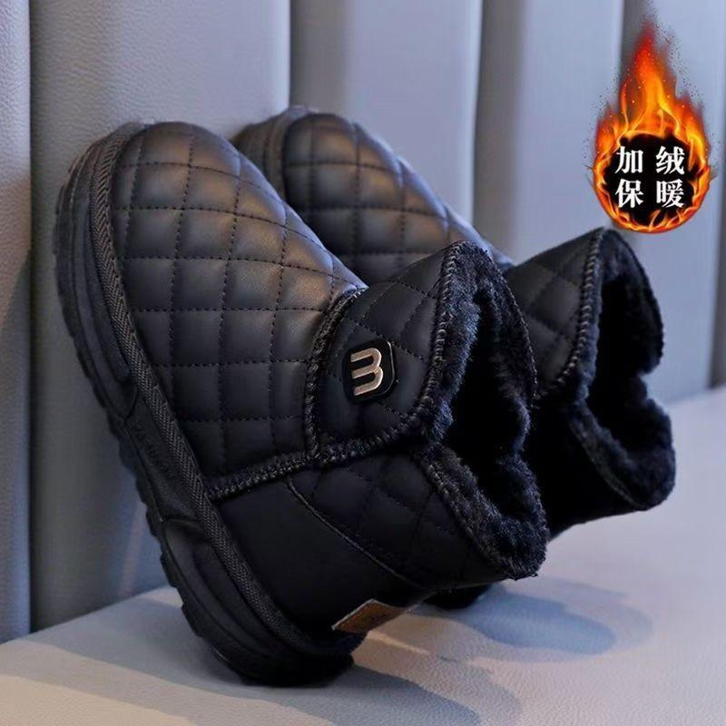 Fleece Girls Snow Boots 2025 Winter New Children's Thickened Waterproof Large Cotton Short Boots Boys Warm Cotton Shoes Tide