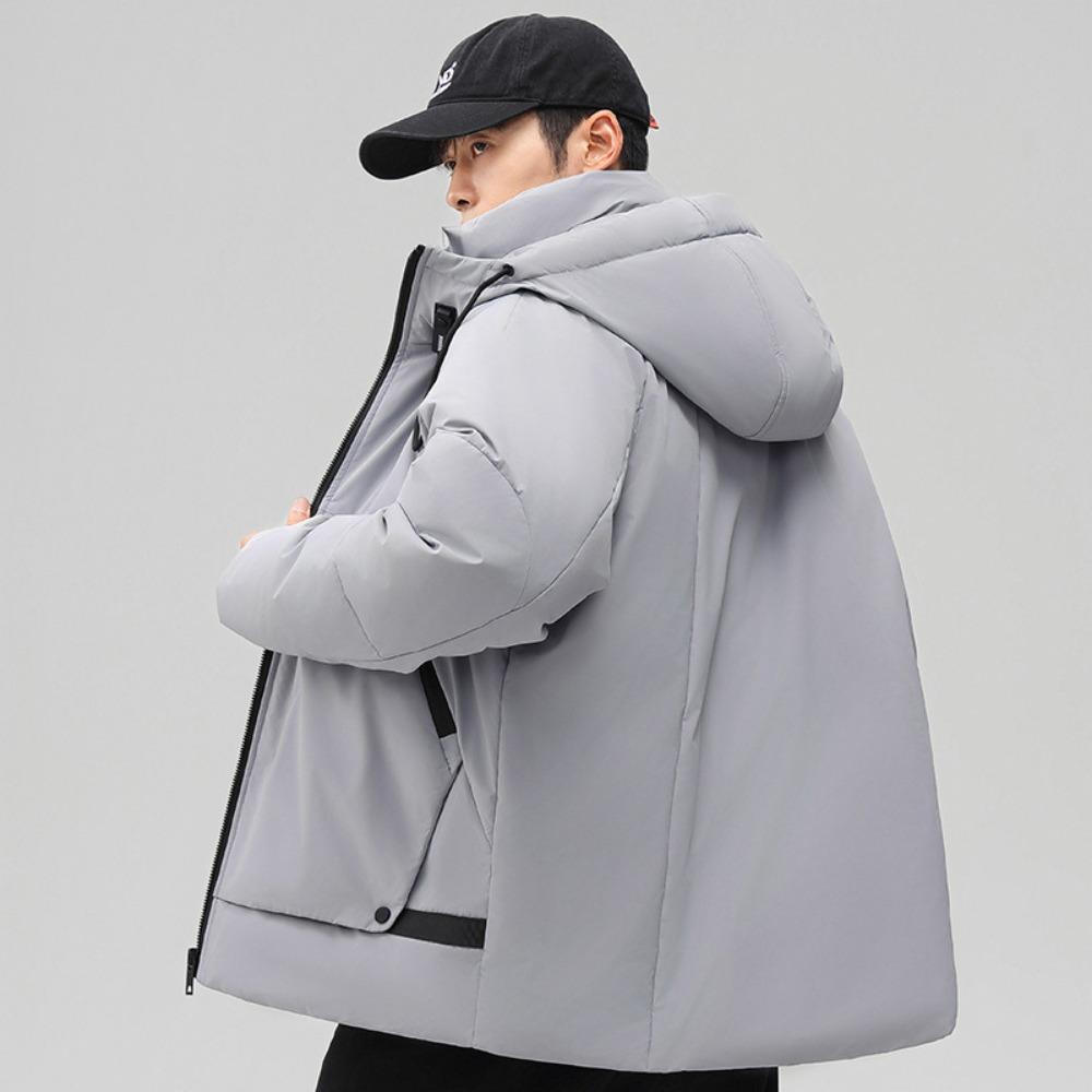 Down jacket men's new winter thickened warm white duck down trendy brand youth loose hooded bread jacket men's coat
