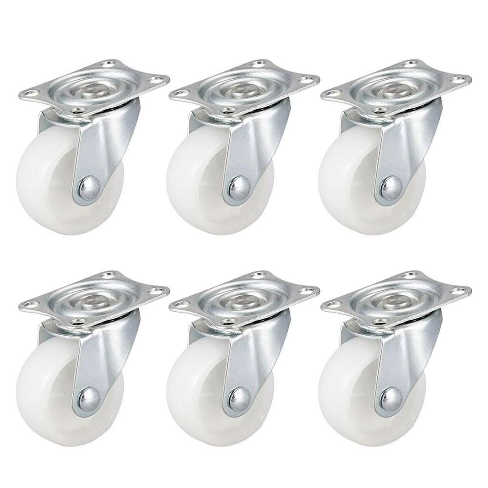 1/2/4Pcs Heavy Duty Furniture Roller White Nylon Rubber Swivel Casters Durable Caster Wheel