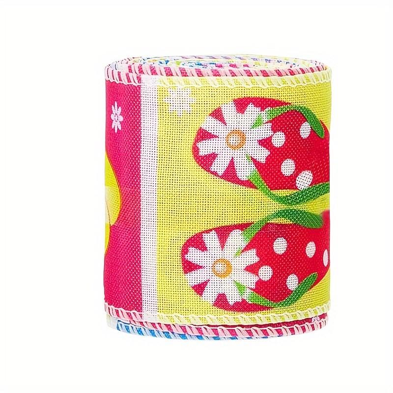 

Green Vibrant Summer Strawberry Striped Ribbon With Colorful Edges For Artistic Diy Projects And Decorations Summer Strap A