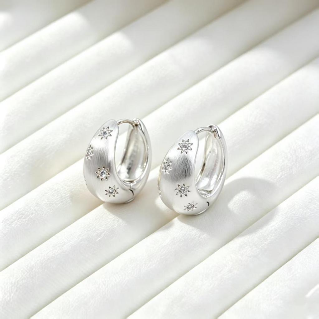 European & American Retro Eight-Pointed Star Zirconia Stud Earrings – High-End Fashion, Light Luxury, Versatile Accessories