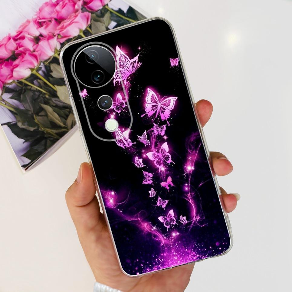 Flower Butterfly Women Fashion Back Cover For Vivo S19 Pro 5G V2362A Phone Funda Transparent Soft TPU Slim Silicone Bumper Etui