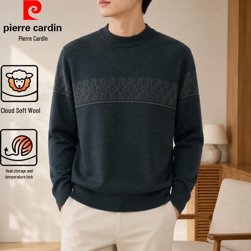 Pierre Cardin Autumn/Winter Men's Thickened Knitted Jacquard Crew Neck Sweater