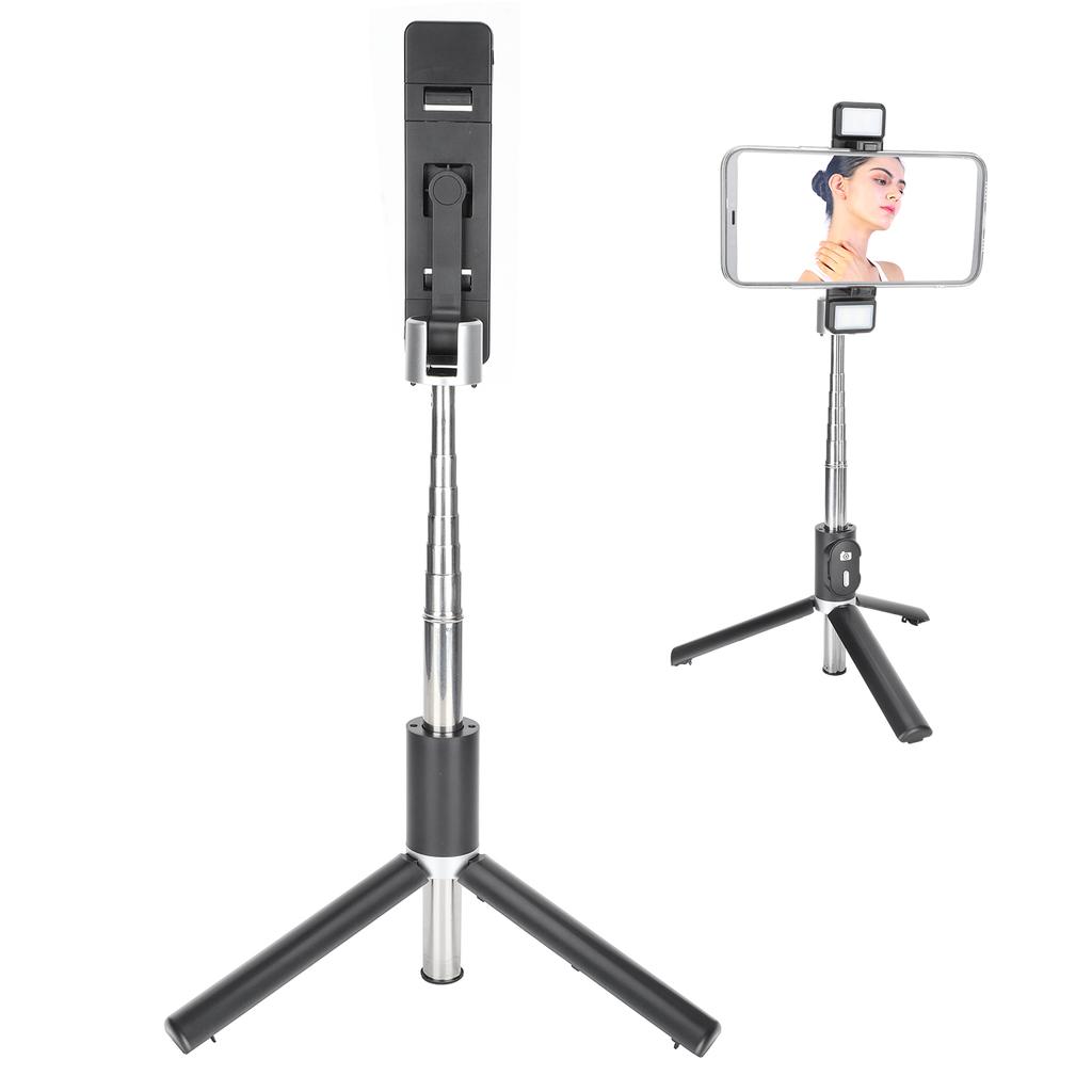 Tripod Selfie Stick with Light Mobile Phone Wireless Bluetooth Foldable Mini StandBlack