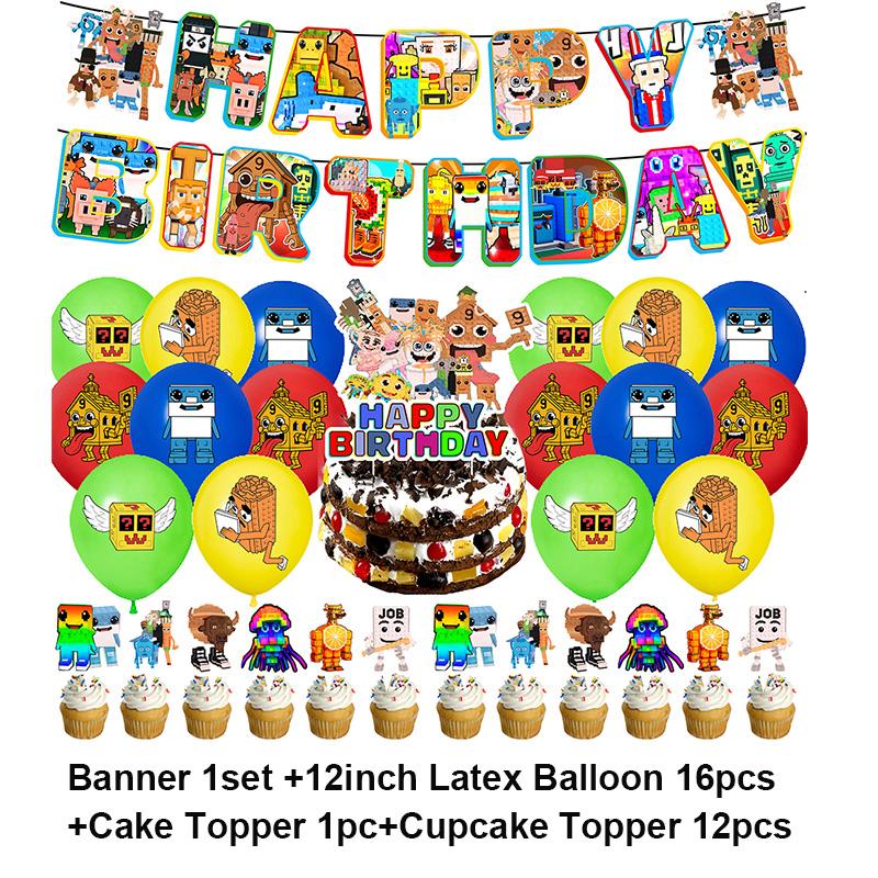 Steal N Catch The Brainrot Birthday Party Decorations Number Balloon Cake Topper Popular Game Background Party Supplies Kid Gift