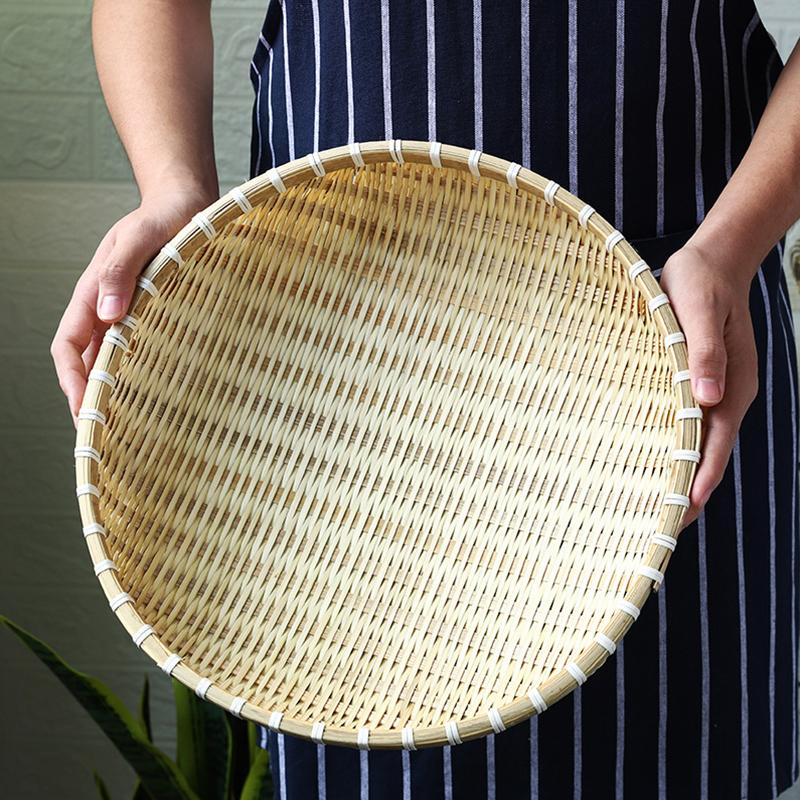 

Натуральный бамбуковый плетеный совок для мусора, круглый слив, бытовая корзина для овощей, фруктов, корзина для хранения 16cm