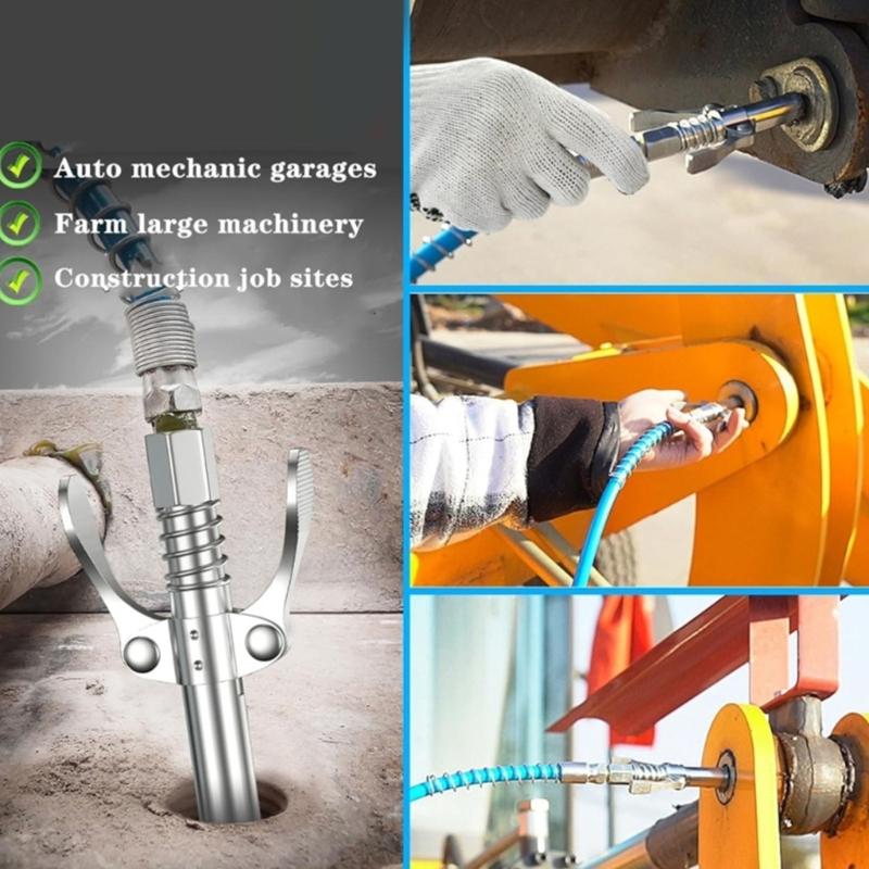 Metal Grease Nozzle Adapter Fast Release Mechanism Ergonomic Handle For Efficient Lubrication In Industrial Applications