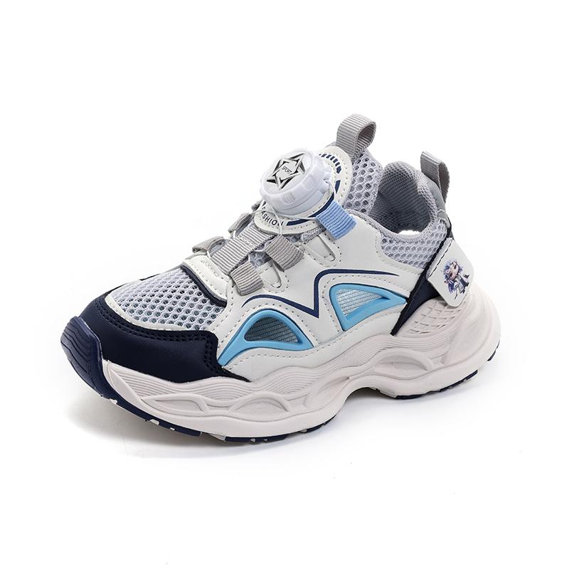 

Children s breathable mesh hollow sports sandals, cartoon fashion with rotating buttons for summer , dad shoes for running 26 синій