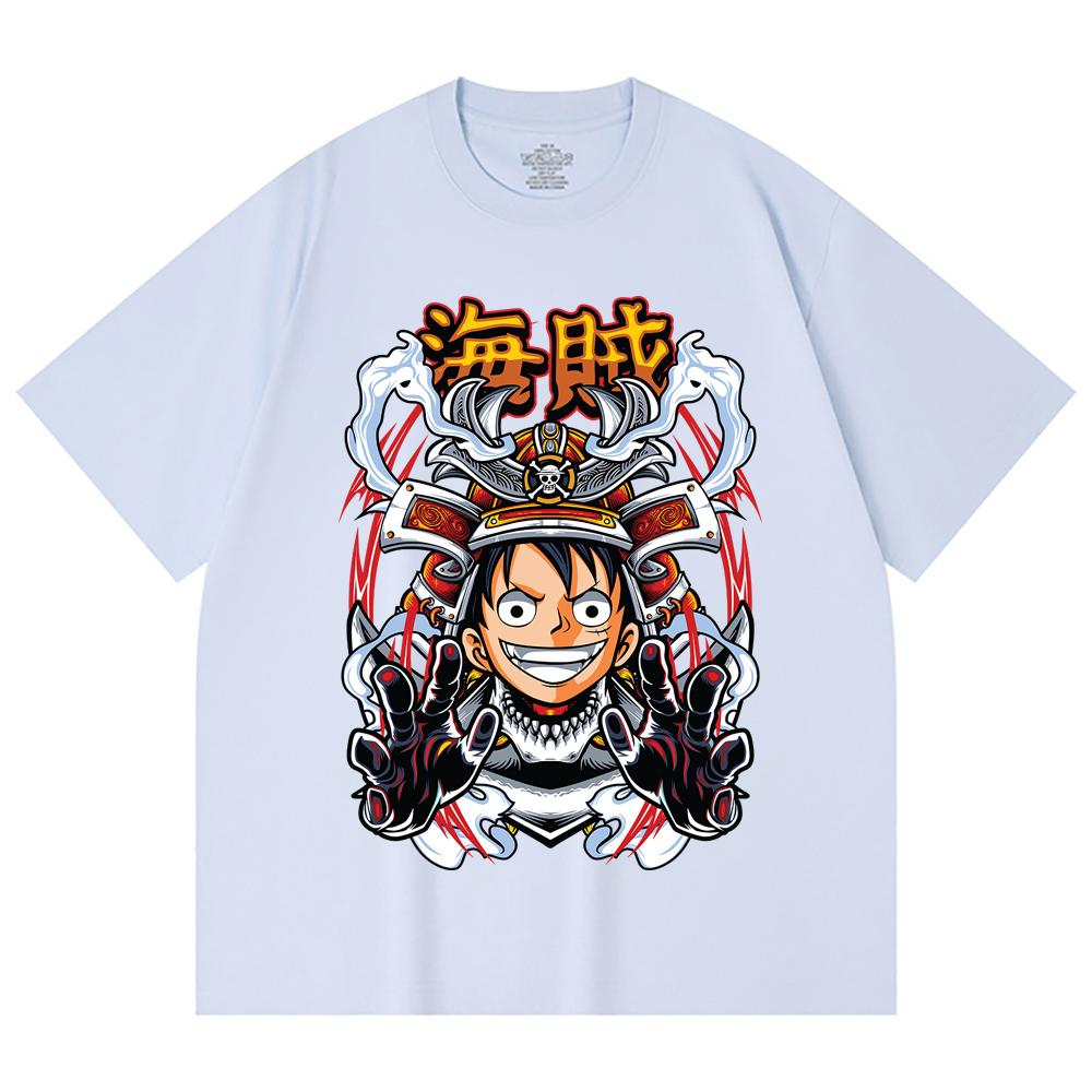 230 Gsm 100% Cotton One Piece V70 Luffy Samurai Print Unisex Heavy Cotton T Shirt