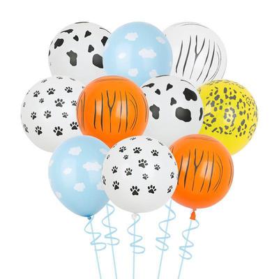 12 Inch Jungle Animal Party Latex Balloon Five-Sided Print Leopard Print Footprint Cow Print Decorative Balloon