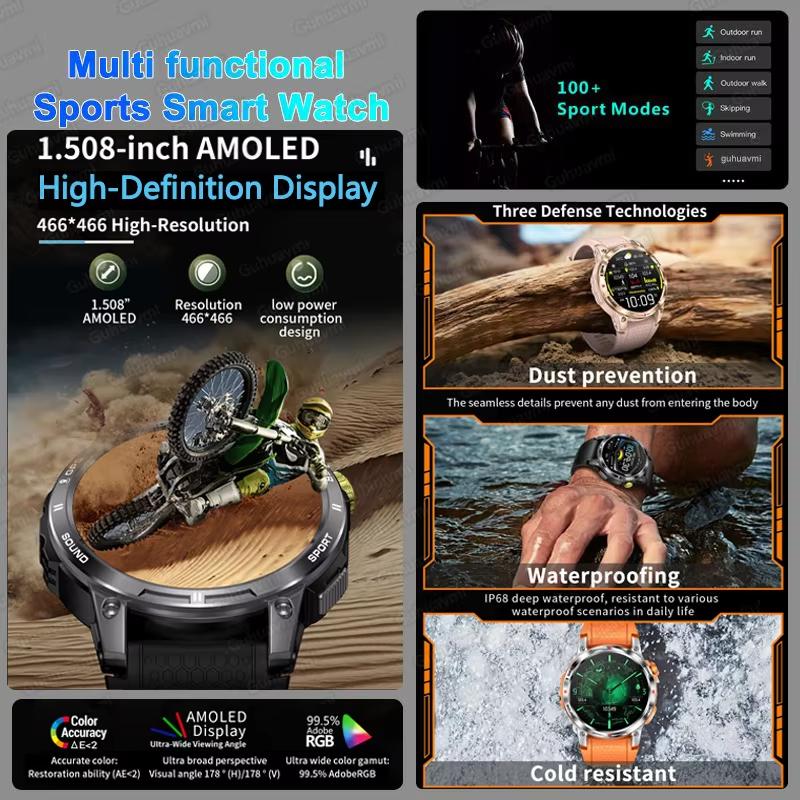 2025 New GPS Smart Watch Women AMOLED Full Touch Screen Compass Sport Fitness Heart Rate Blood Pressure Bluetooth Call Smartwatch