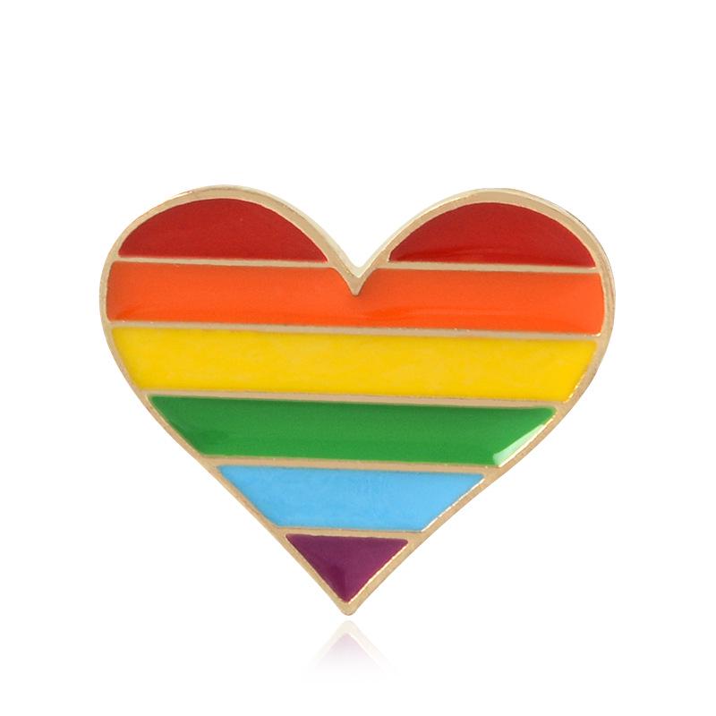 Trendy Geometric Heart Enamel Brooch - Rainbow Fashion Accessory