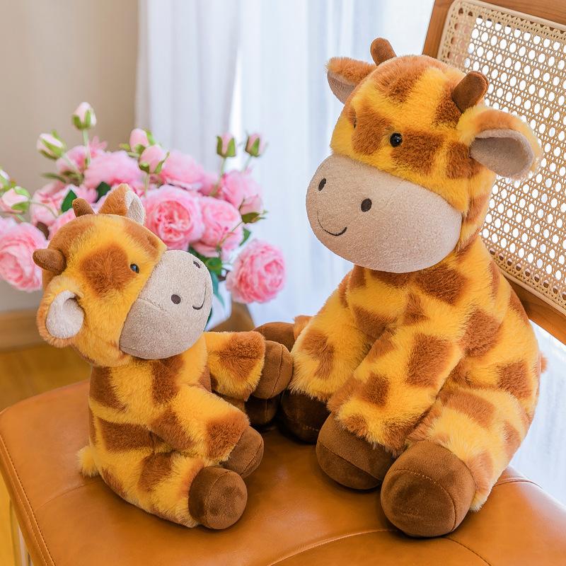 New Cute Cartoon Giraffe Pillow Cute Sitting Version Deer Doll Plush Toy Girl Sleeping with Doll Gift