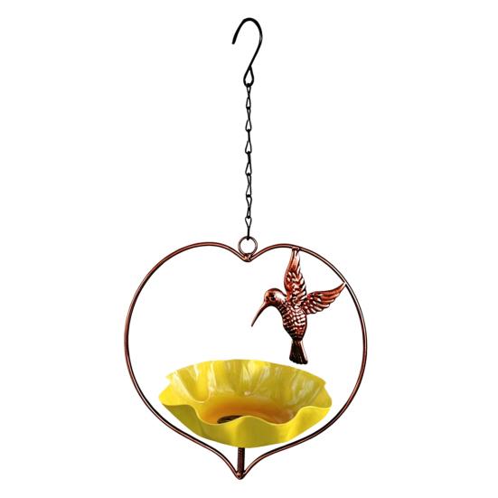 Outside Hummingbird Bird Feeder, Weather-proof Metal Butterfly Bird Bath, Hanging Feeding Bowl for Outdoor Garden Patio Yard