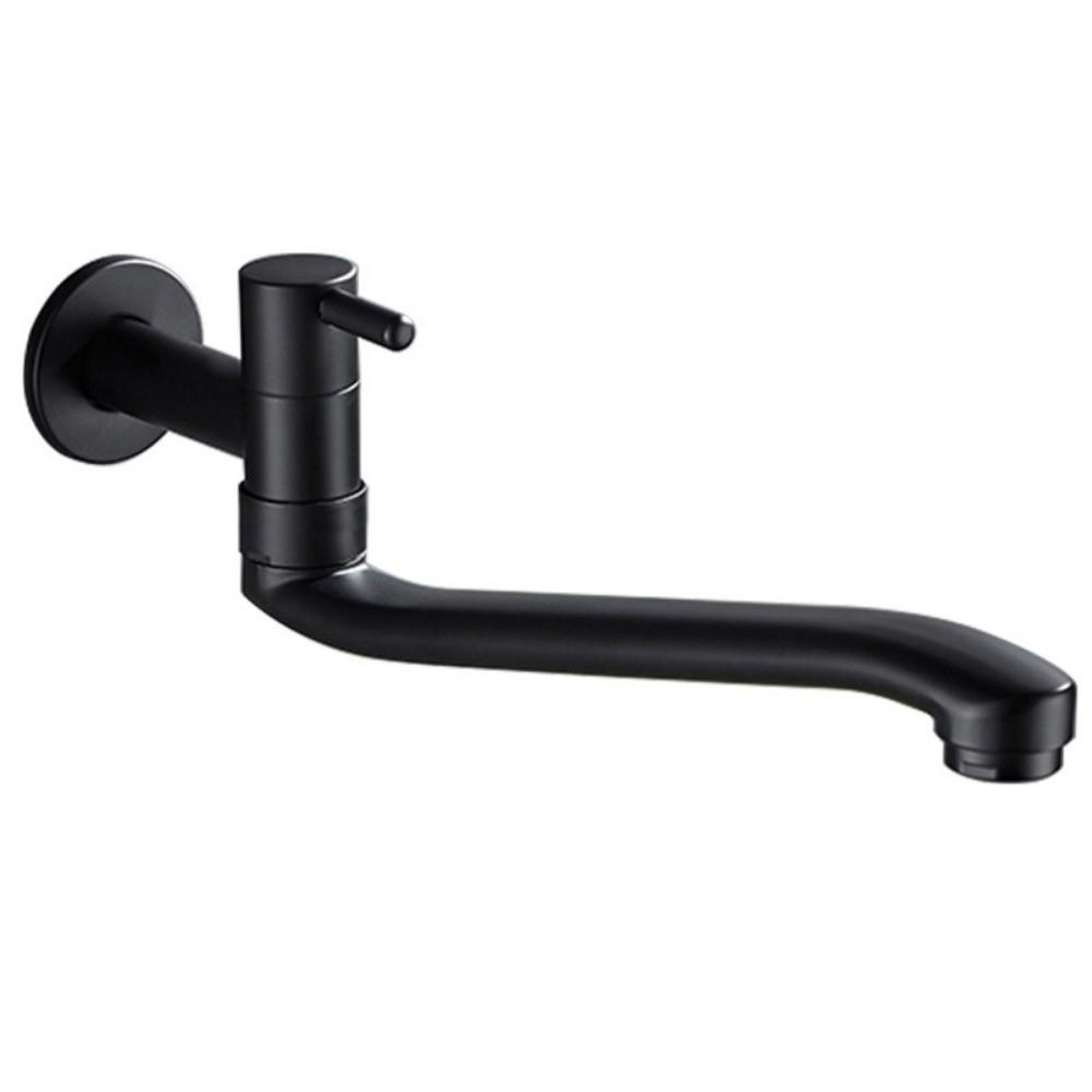 Portable Black Mop Pool Tap Brass Wall Type Bathroom Faucet Rotating Extended Bibcock Toilet Taps For Balcony Wash-basin
