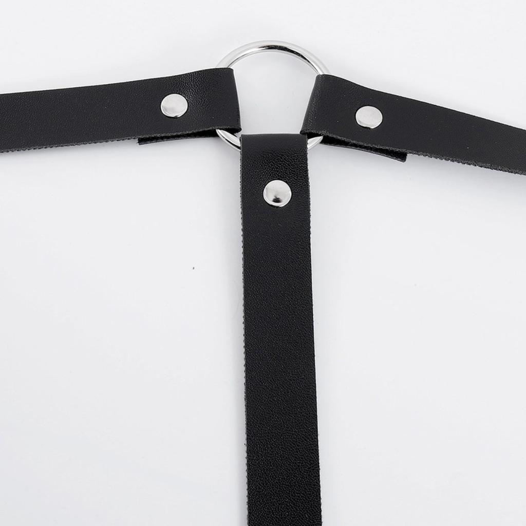Black Leather Body Harness Belt - Adjustable Punk Waist and Shoulder Straps for Women, Sexy Fashion Accessory