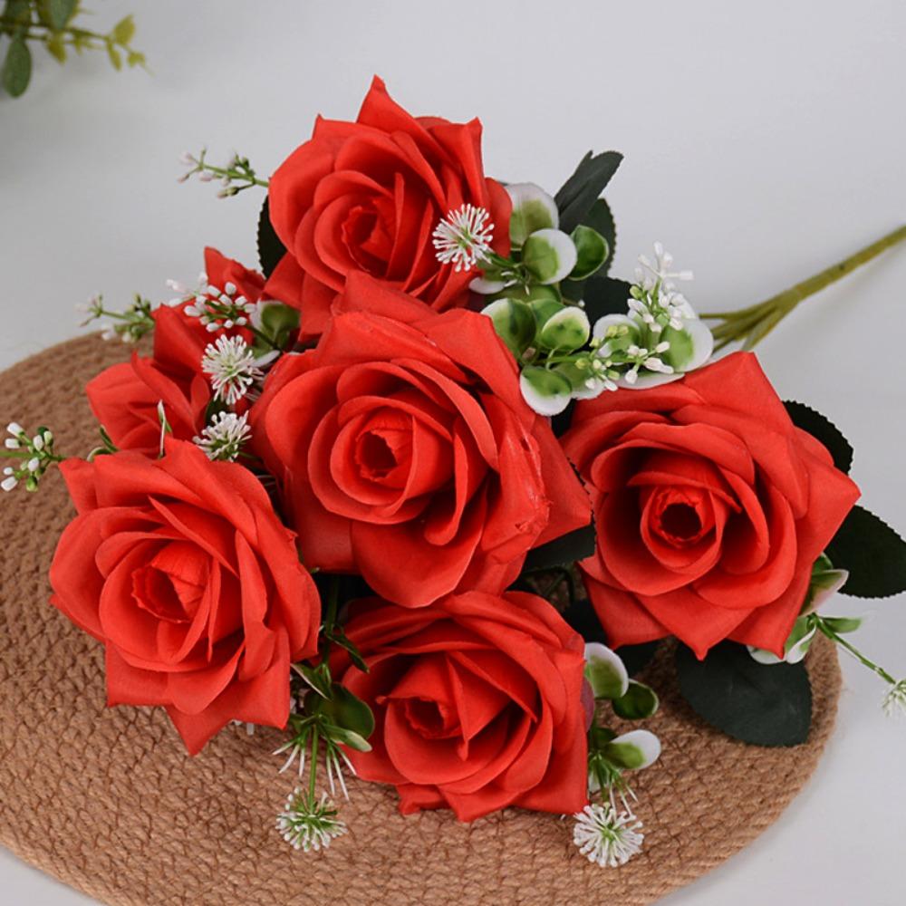 

7 Heads Real Happy Flower Mini Photography Photo Gift Valentine s Day Flowers 8 Colors Crystal Grass Bouquet Home Decorative