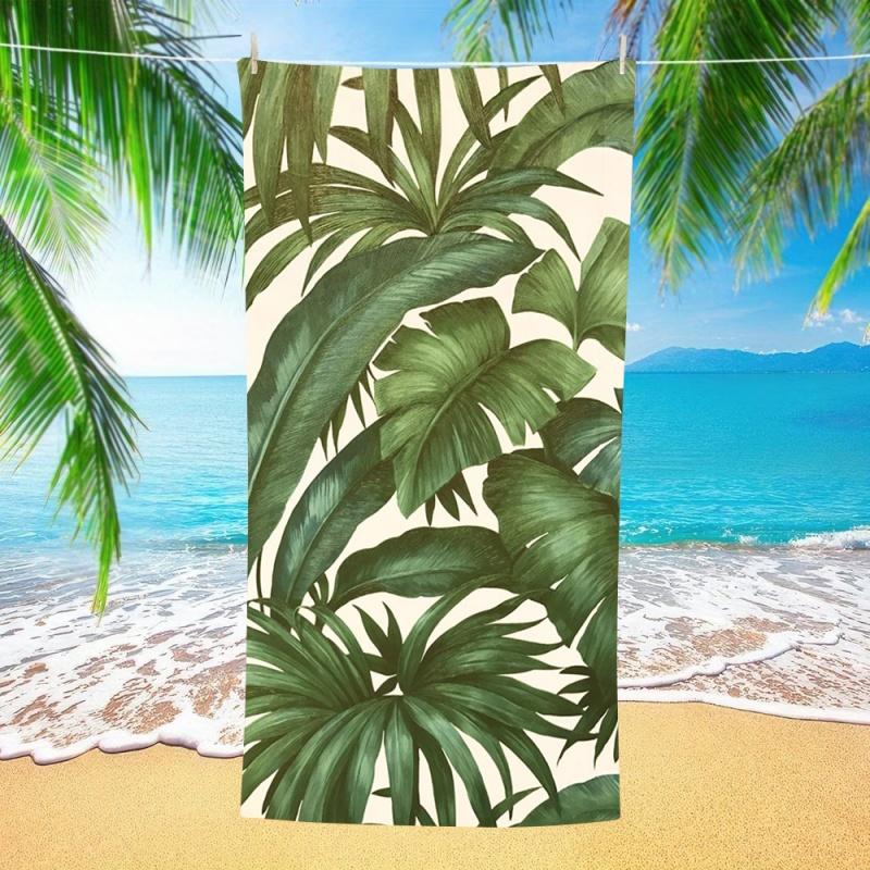 Pink Hibiscus Monstera Tropical Leaf Beach Towel Soft Quick Dry Towel for Summer Vacation Swim Pool Outdoor Travel