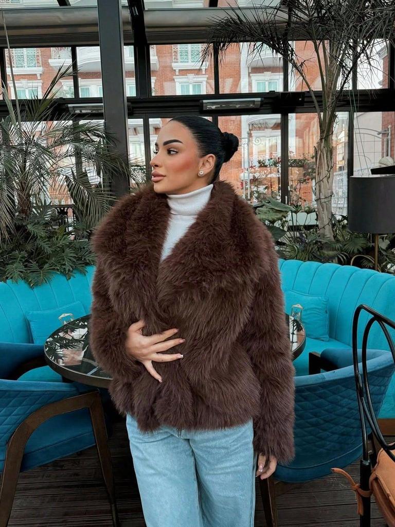 Women's Faux Fur Lapel Coat - Spring European & American Fashion, Loose Fit Hot Style