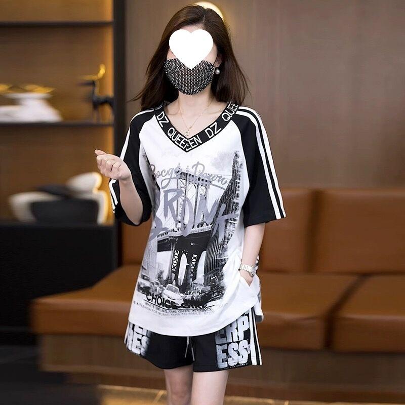 Casual Suit Plus Size Women's Summer Loose Slimming Fashion Shorts Sports Two-piece Suit