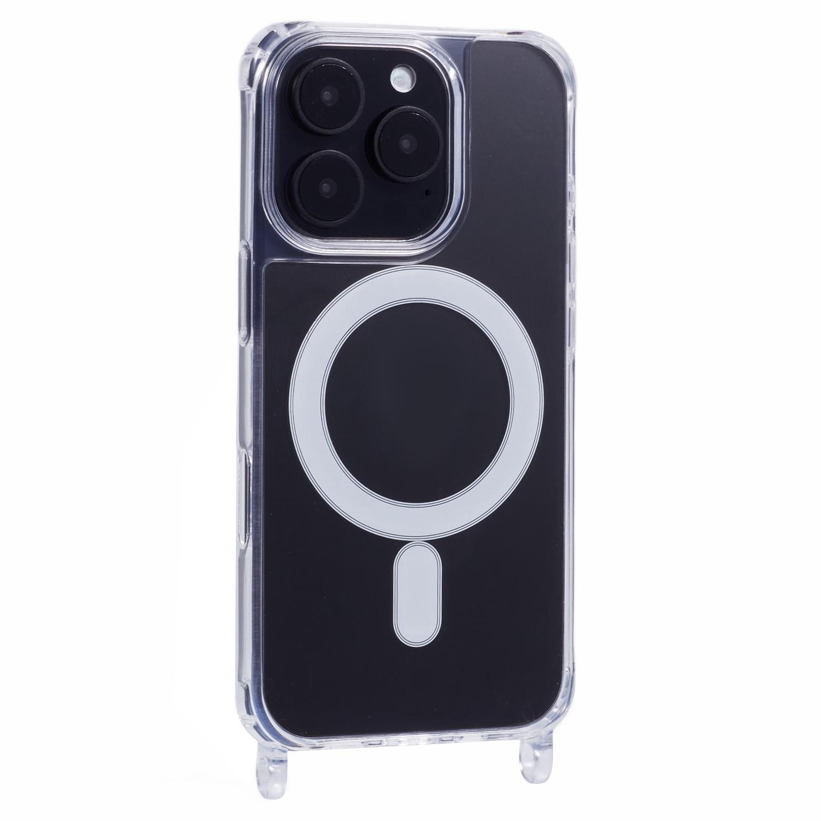 

For iPhone 16 Pro Max Case Compatible with MagSafe TPU+PC 1.5mm Clear Phone Cover with Lanyard Holes Style A