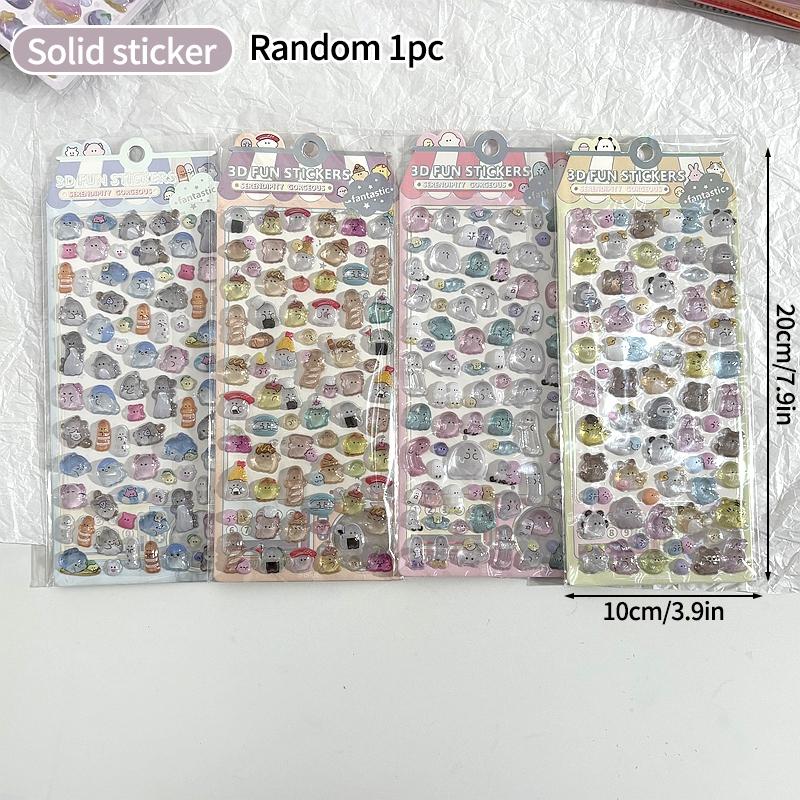 Cartoon Animal Relief Sticker Creative 3D Crystal Stickers For Journal Scrapbook Notebook Laptop Diy Phonecase Decal Pary Decor