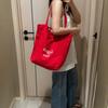 Double-sided striped canvas bag female niche Korean large-capacity lazy wind tote bag student leisure shopping bag bag