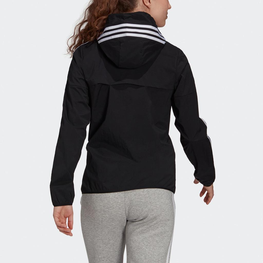 Adidas Lightweight Windproof Loose Fit Outdoor Jacket Classic Contrast Color Daily Casual Sports Outerwear Black White Women GQ0565