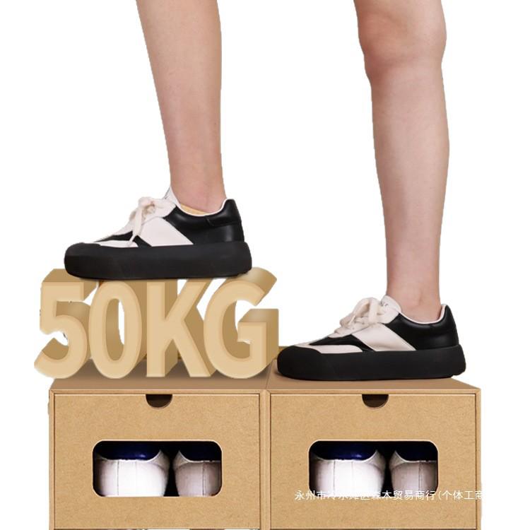 Schuhregal: Platzsparende transparente Kraftpapier-Aufbewahrungsboxen