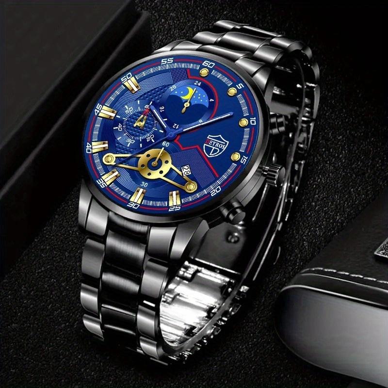 

Модний чоловічий кварцовий годинник з календарем 1 шт., повсякденний чоловічий спортивний наручний годинник із нержавіючої сталі, ідеальний вибір для подарунків