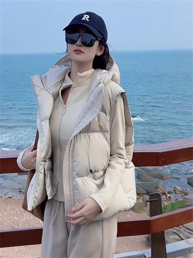 Women's 2024 Winter Short Hooded Slimming Down Puffer Vest