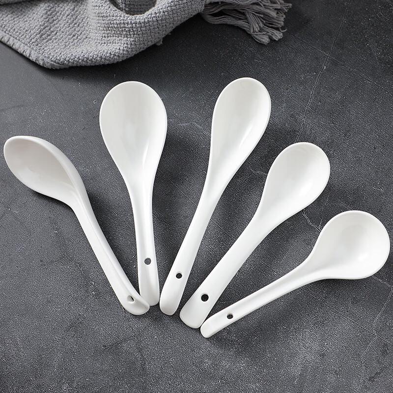 Korean Ceramic Long Handle Ramen Soup Spoons