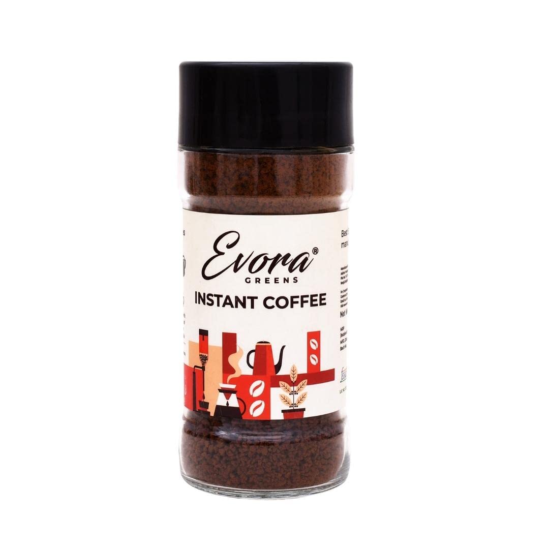 Evora Greens Classic Coffee - Instant Blend of Arabica & Robusta | Strong, Aromatic Coffee for Any Style | 100g Glass Jar