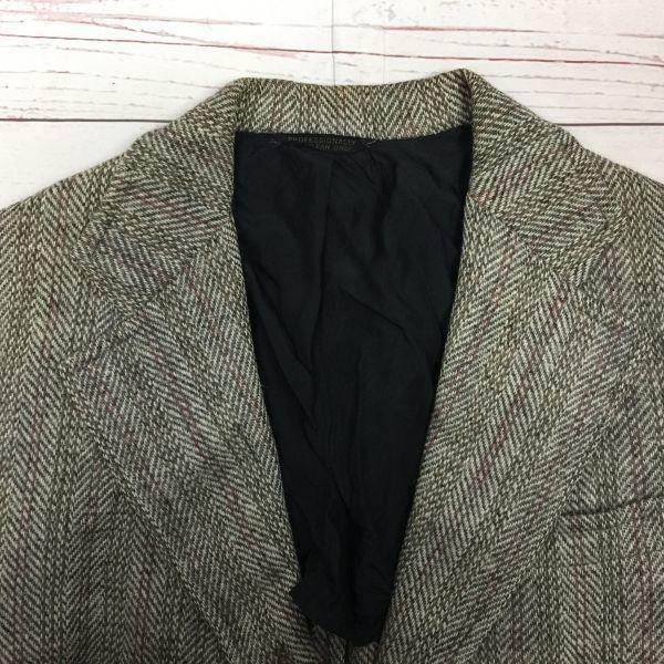 HARRIS TWEED Tailored Jacket Men M Gray Brown Single 2 Button Special Price(USED)