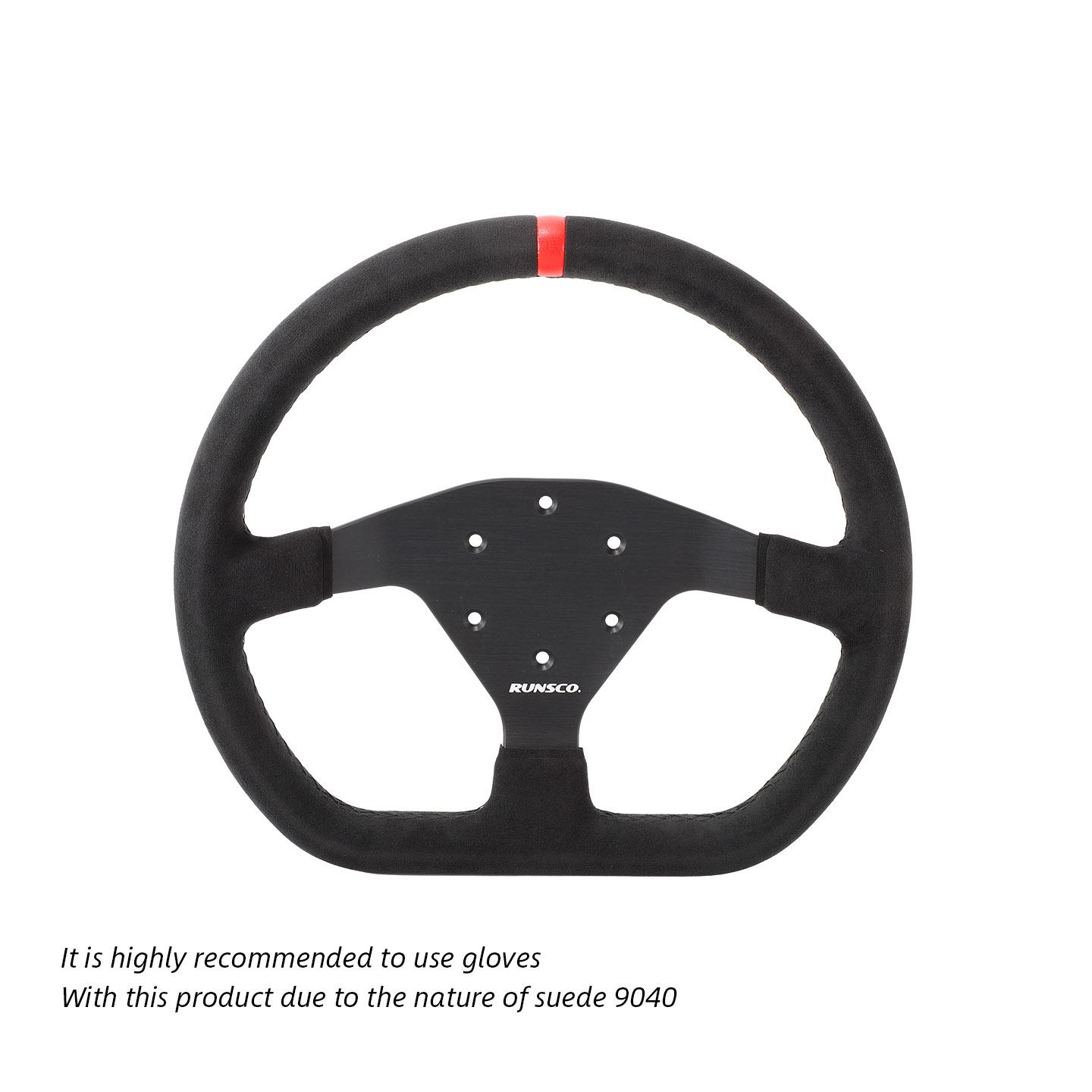Runsco 320mm Steering Wheel Suede 9040 Simulator Controller Sport Rims D-Shape Flat Drift 5188X