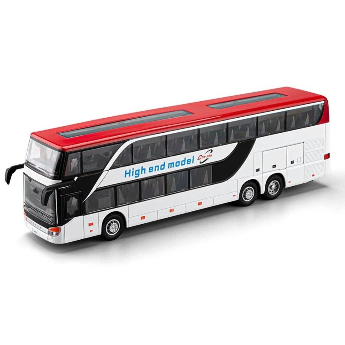 1/30 Бизнес Междугородний Двухэтажный Автобус Сплав Металл Литая Модель Автобуса Детская Образовательная Имитационная Игрушка Праздничные Подарки белый