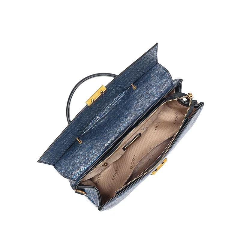 Borsa da Donna, Nuova Borsa da Donna Blu con Fantasia Serpente Versatile a Spalla Singola o Crossbody