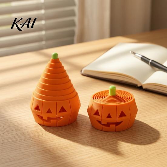 Portable Anxiety Relief Toy Halloween Pumpkin Stress Toy, Retractable Spiral Fidget Sensory for Cute Grimace Model Kids Adults, 3D Printed Desktop