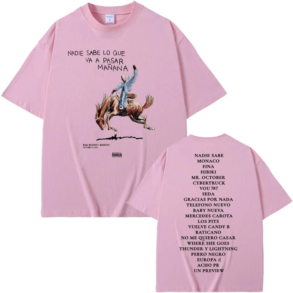 Rapper Bad Bunny Nadie Sabe Lo Que Va A Pasar Mañana Album Graphic T Shirts Men Women's Tshirt Male Hip Hop  T-shirts