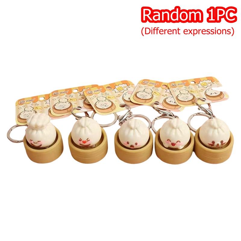 

Creative Mini Dumplings Keychain Stress Relief Squishy Squeezing Keychain Uncompressed Buttons Keyboard Fidget Keyrings Gifts