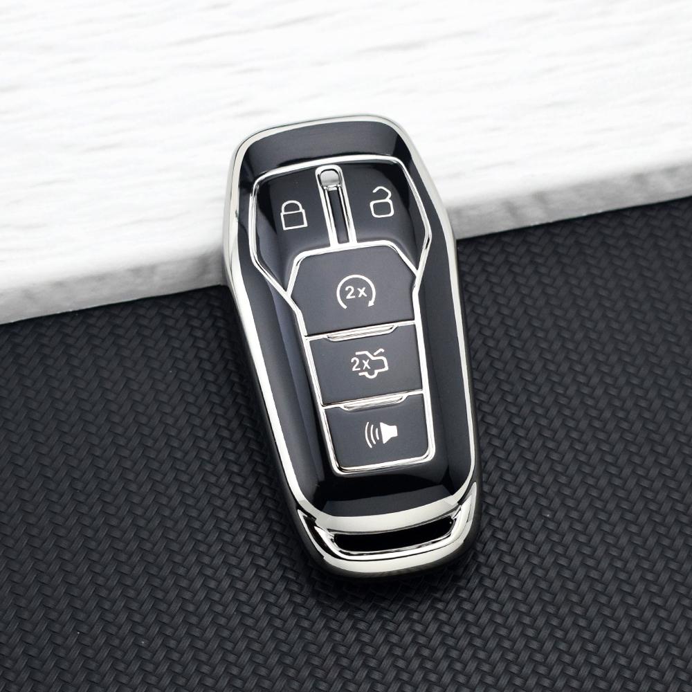 5 Buttons Tpu Car Key Case Cover For Ford F-150 Fusion Mondeo Mustang Explorer Edge Soft Anti-Scratch Key Fob Bag Key Chain