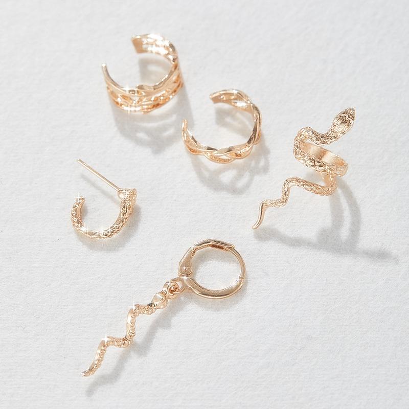 Exaggerated Snake-shaped Long Drop Earrings Retro Irregular Earrings Ear Clip Women's Personalized Creative Party Zircon Gift