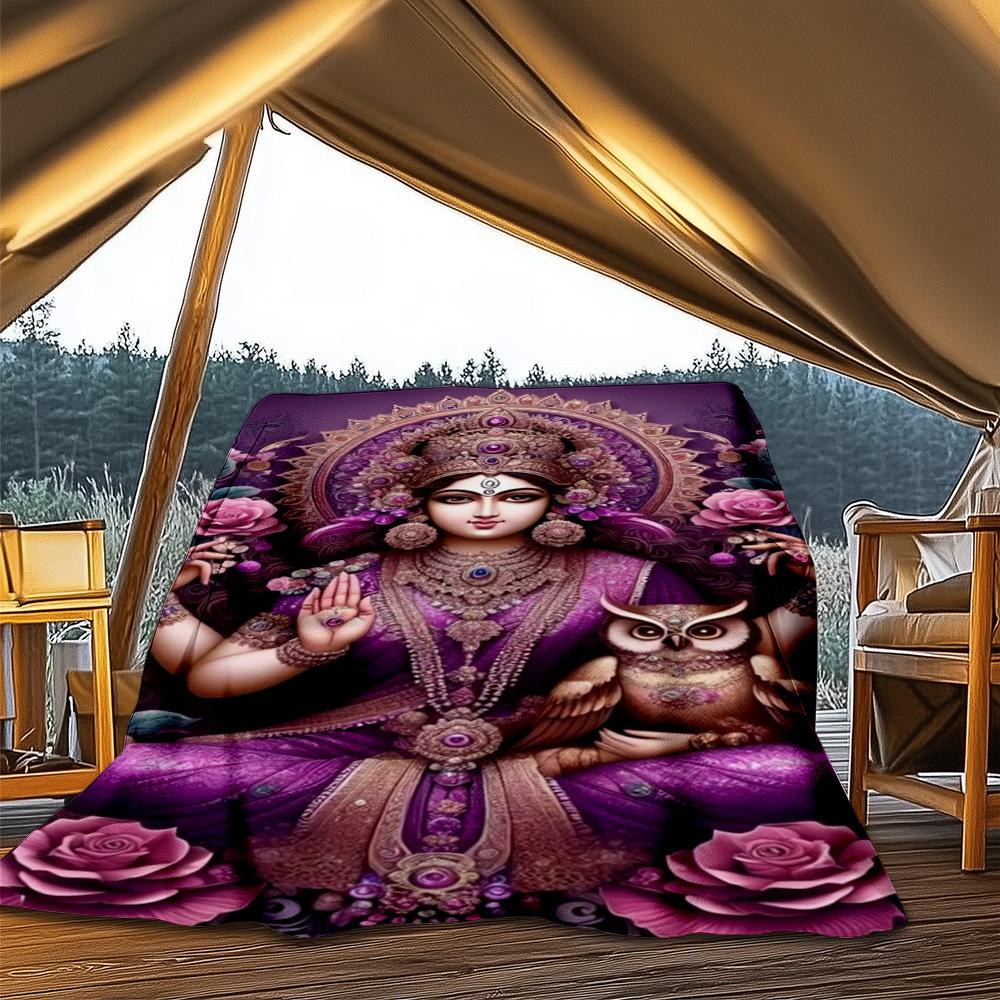 1pc Goddess Statue Throw Blanket Polyester Fiber, Lightweight Flannel, Soft & Warm, All Season Use for Outdoor, Camping Digital Print