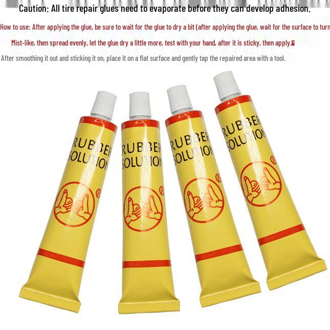 Zestaw do naprawy opon rowerów górskich: Zawiera łyżki do opon, klej, łatki i pilnik.