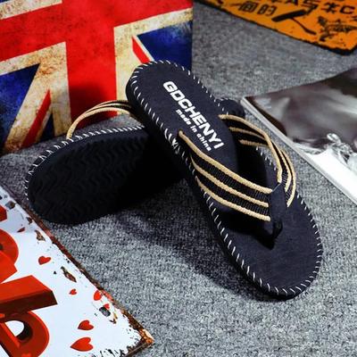Summer New Fashion Outside Sewn Car Line Flip Flops Men's Slippers Casual Breathable Flat Bottom Beach Shoes Sandalia Masculina