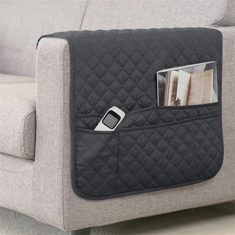 1pc Sofa Armrest Organizer with 5 Pockets and Cup Holder Tray Couch Armchair Hanging Storage Bag for TV Remote Control Cellphone