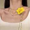 Contrasting Color Collarbone Chain High-end Women's Necklace Elegant Beaded Flower Necklace  Women