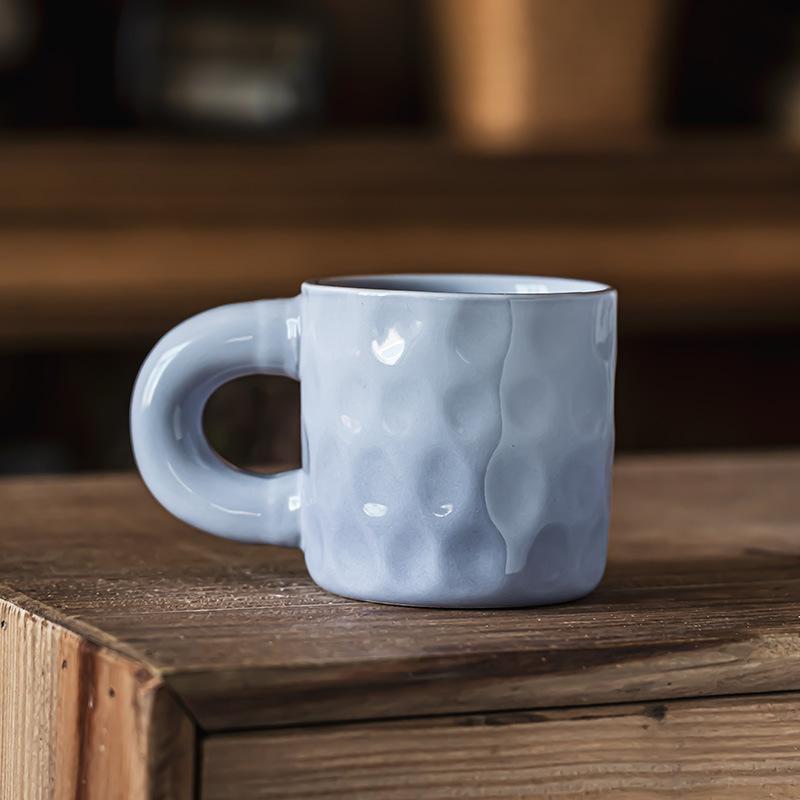 Ceramic Thick Handle Mug Round Large-Capacity Drinking Cup Household Daily Milk Oat Cup High Value Couple Cup
